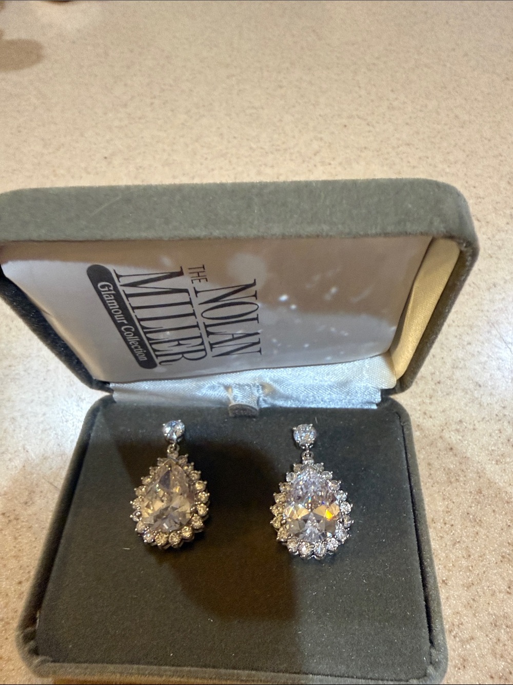 Nolan Miller Clear Crystal Teardrop Halo Drop Earrings - Silver-Tone